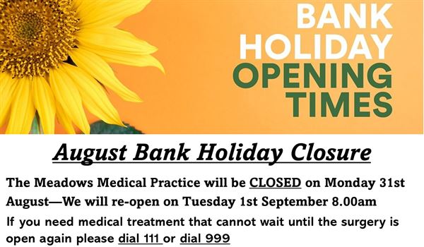 Auguts Bank Holiday Closure